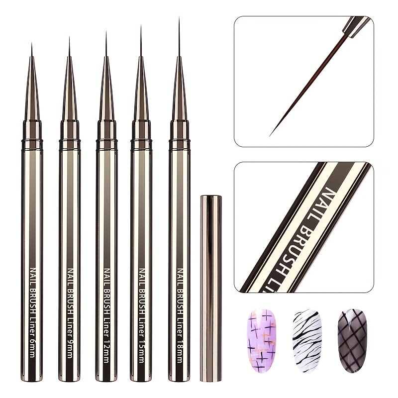 Metallic Paint Set - 5 шт., кисти для дизайна ногтей,