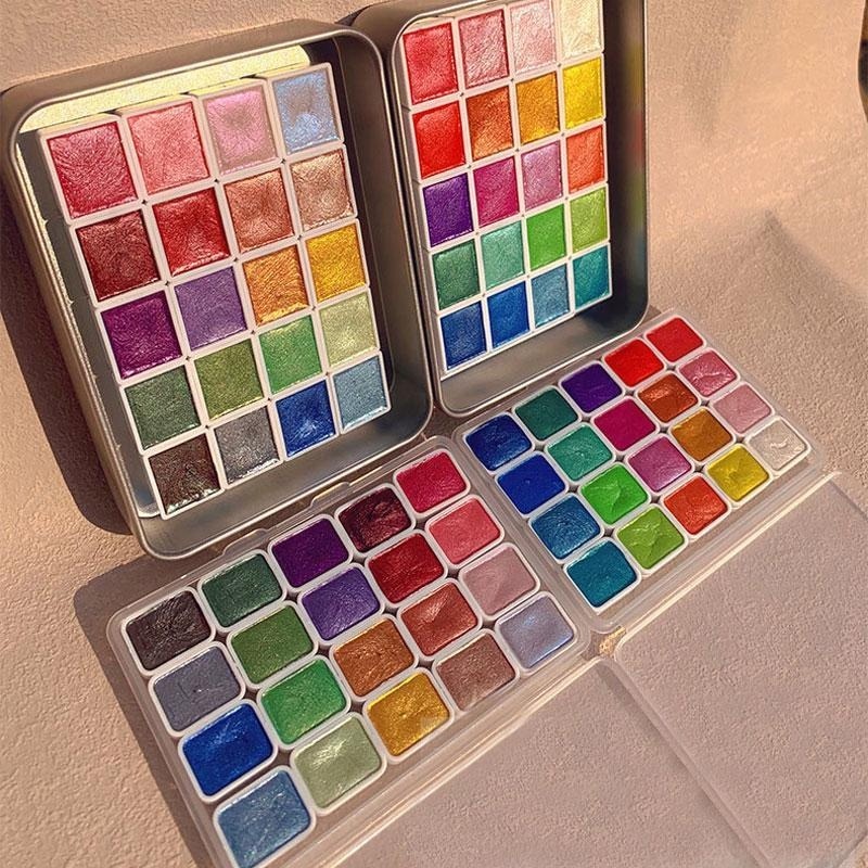 Metallic Paint Set - Перламутровые краски, портативные, 20 цветов, однотонные